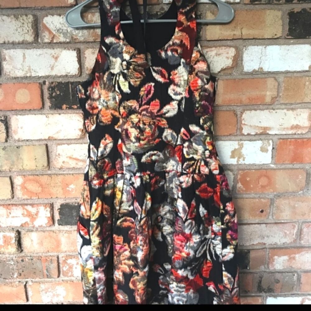 Anthropologie Leifsdottir Floral Metallic Brocade Midi Sleeveless Dress Sz 2 - Picture 5 of 12